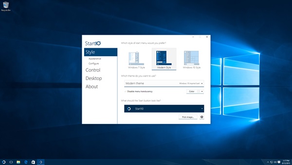 Start10 โปแกรมเปลี่ยนดีไซน์ Start Menu ของ Windows 10