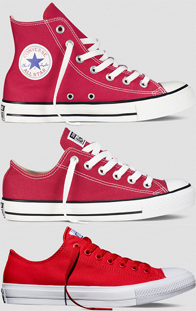 รองเท้าผ้าใบสีแดงยอดฮิตของผู้หญิง