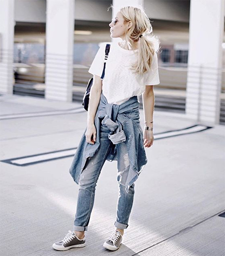 แต่งตัวกับรองเท้าผ้าใบ