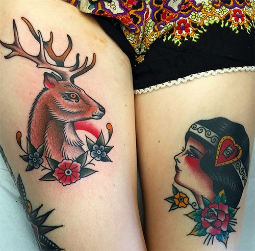 รอยสักหน้าขาผู้หญิง