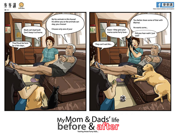 การ์ตูนล้อเลียนชีวิตคนเลี้ยงหมา