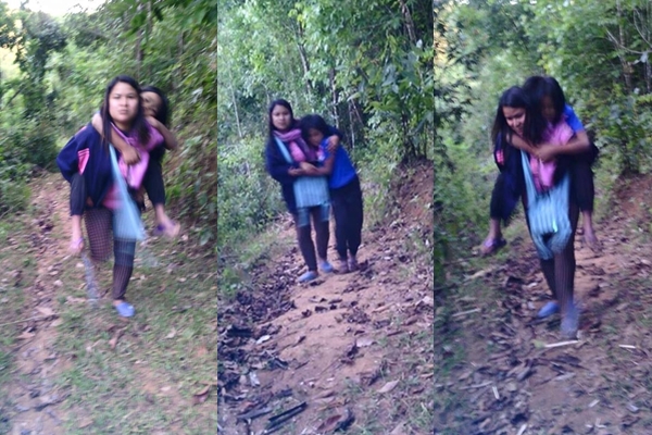 ครูดอยอุ้มนักเรียนป่วยหนักลุยป่า ส่งโรงพยาบาล 