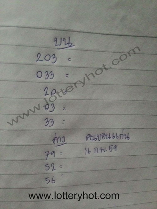 หวยขอนแก่น16/2/59