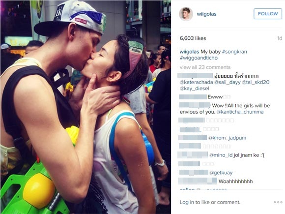 ติช่า The Face จุมพิตแฟนฝรั่ง ตอนเล่นสงกรานต์ แฟนคลับตาเยิ้มเป็นแถบ