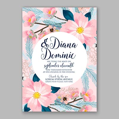 การ์ดแต่งงานลายดอกไม้