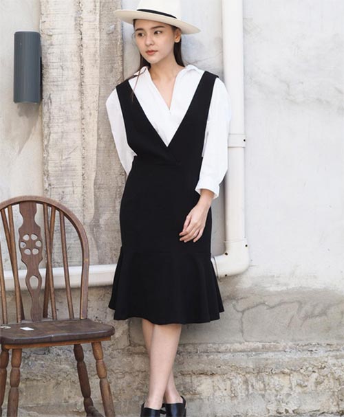 ชุดเดรสสีดํา สุภาพ
