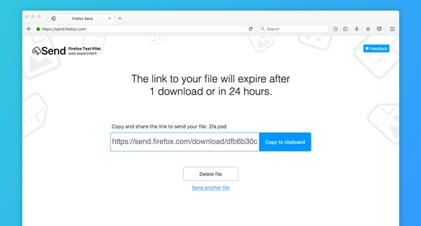 Firefox ทดสอบฟีเจอร์ใหม่ Send ลบไฟล์ที่แชร์อัตโนมัติ