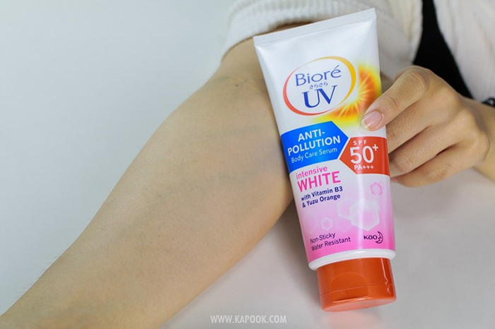 ความรู้สึกหลังใช้โลชั่นกันแดดทาตัว Biore