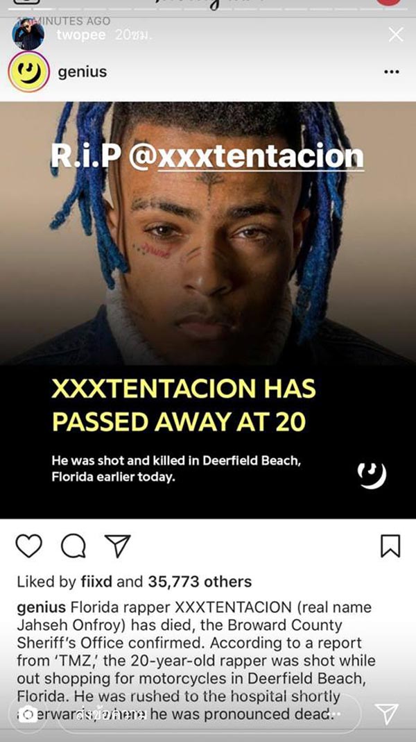 โต้ง twopee โพสต์อาลัย XXXTentacion เสียชีวิต
