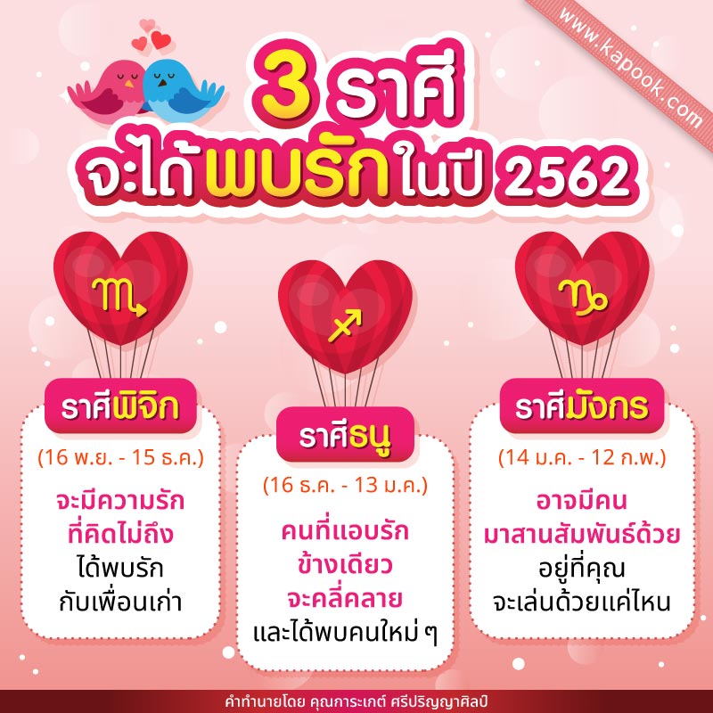 ดวงความรัก 2562 ราศีที่จะพบรัก