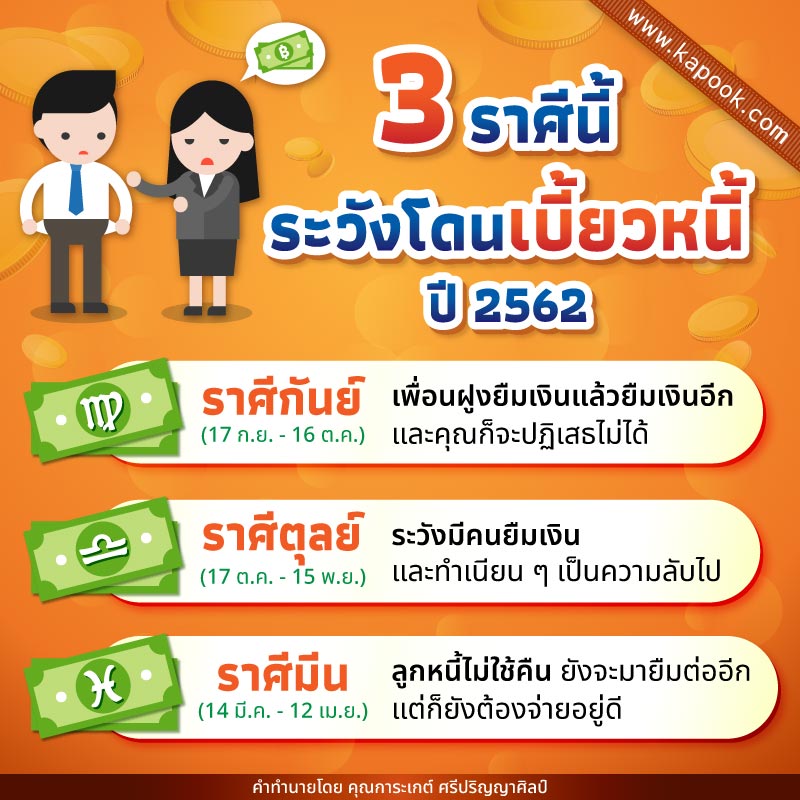 ดูดวงการเงิน ราศีที่จะโดนเบี้ยวหนี้