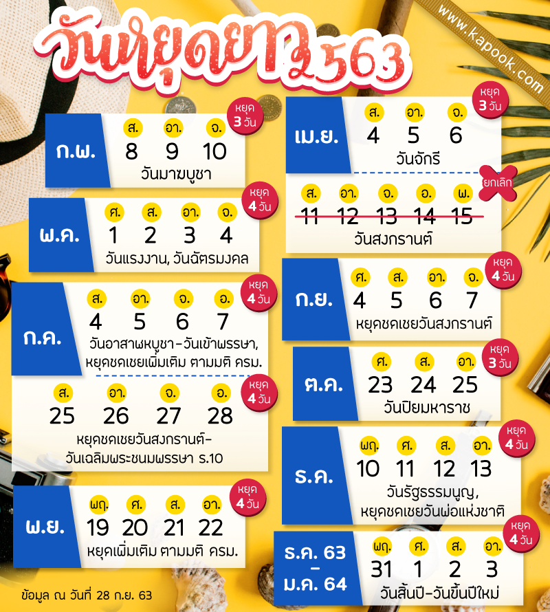 วันหยุดยาวปี 2563