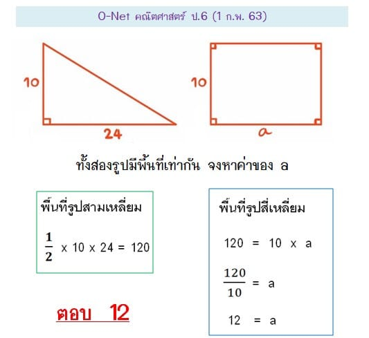 คณิต O-NET ป.6 