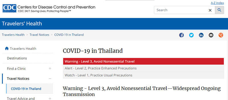 สหรัฐฯ เตือนเลี่ยงเดินทางเข้าไทย