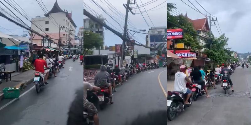 ฝรั่งเหมาปั๊มน้ำมัน ให้ชาวบ้านเติมฟรี