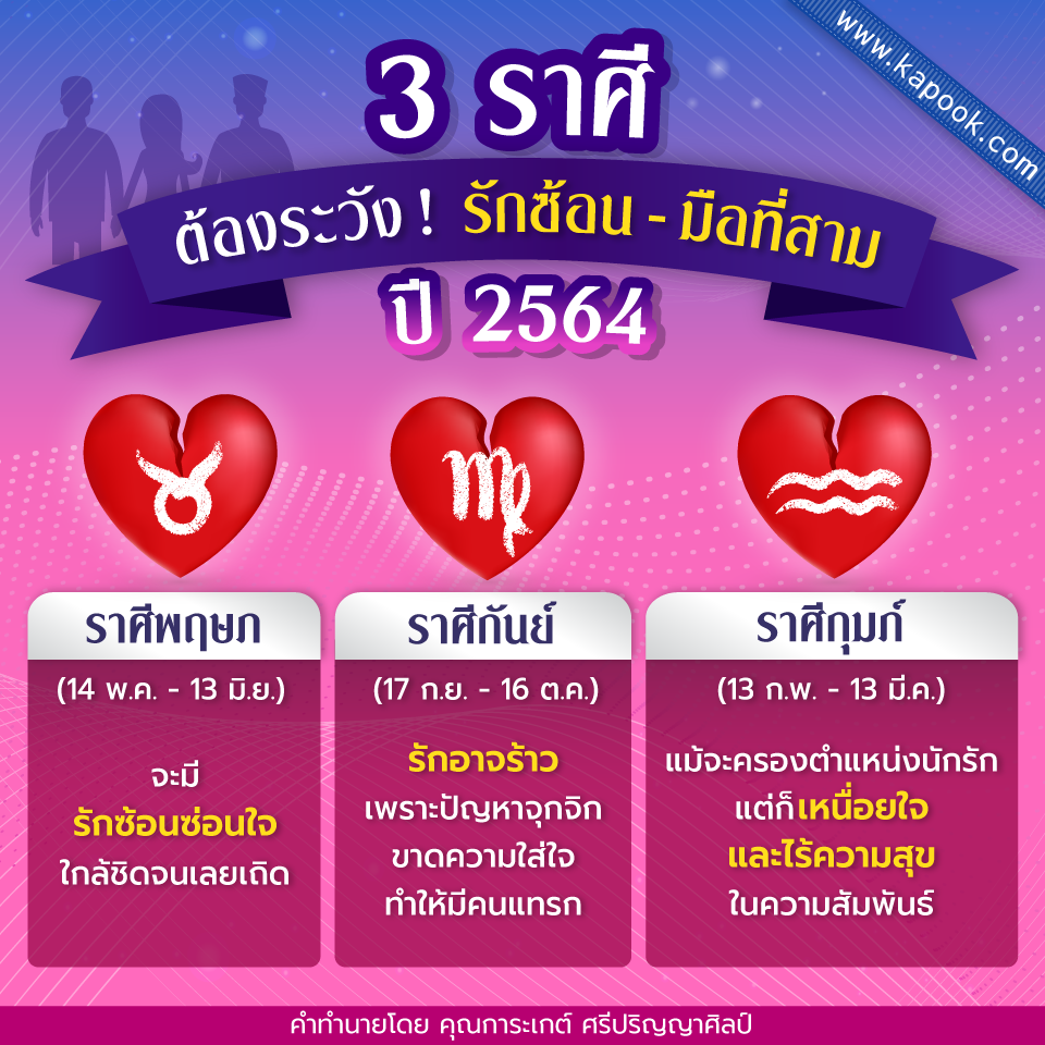 3 ราศี ระวังรักซ้อน มือที่สาม ปี 2564