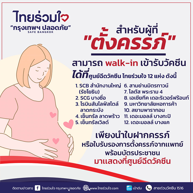 หญิงตั้งครรภ์ Walk in ฉีดวัคซีนโควิด