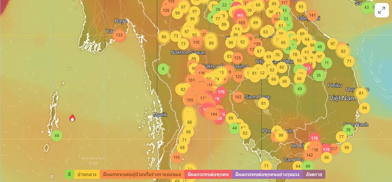 10 เขตกรุงเทพฯ ค่าฝุ่น PM 2.5 สูง