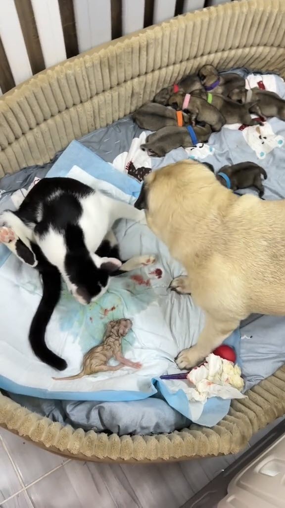 หมากับแมวออกลูกพร้อมกัน พีคหมาแย่งลูกแมว แมวแย่งเลี้ยงลูกหมา