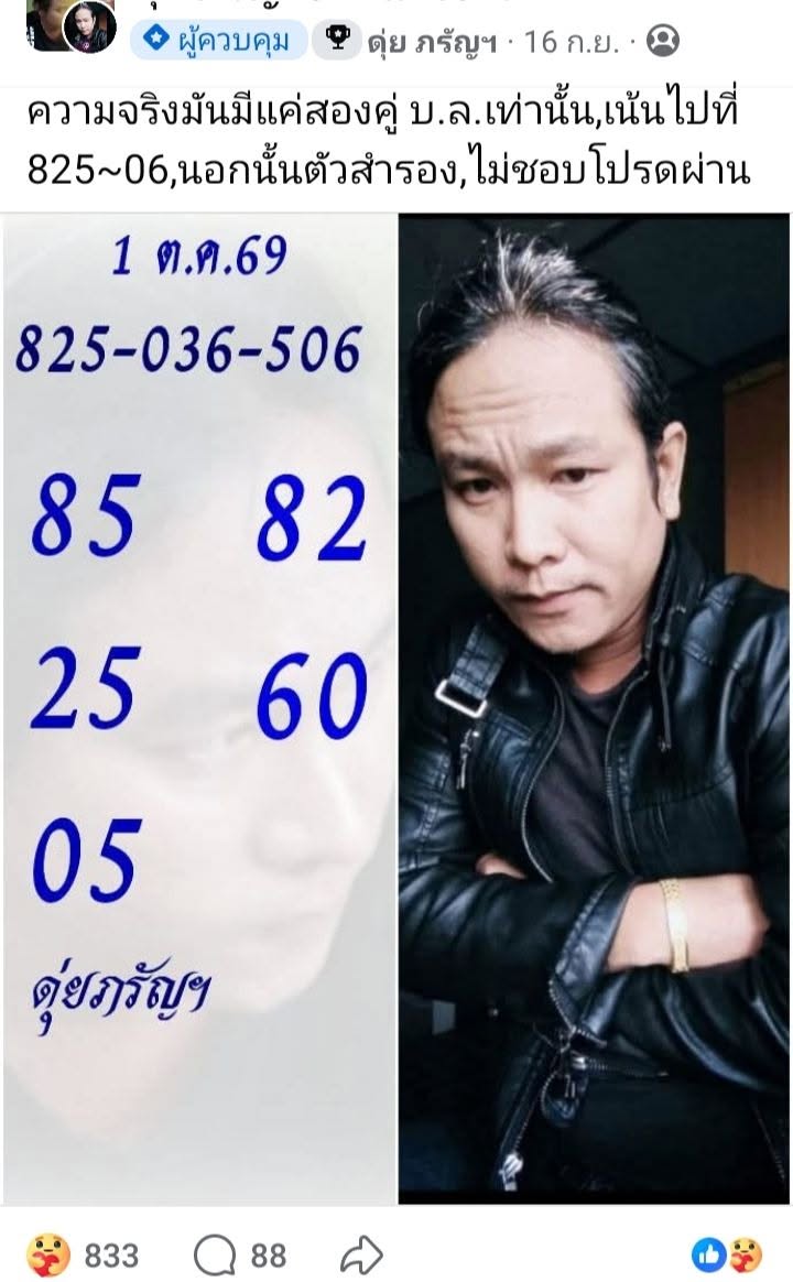 หวยดุ่ย ภรัญ เลขเด็ดงวดนี้ 1 ต.ค. 69