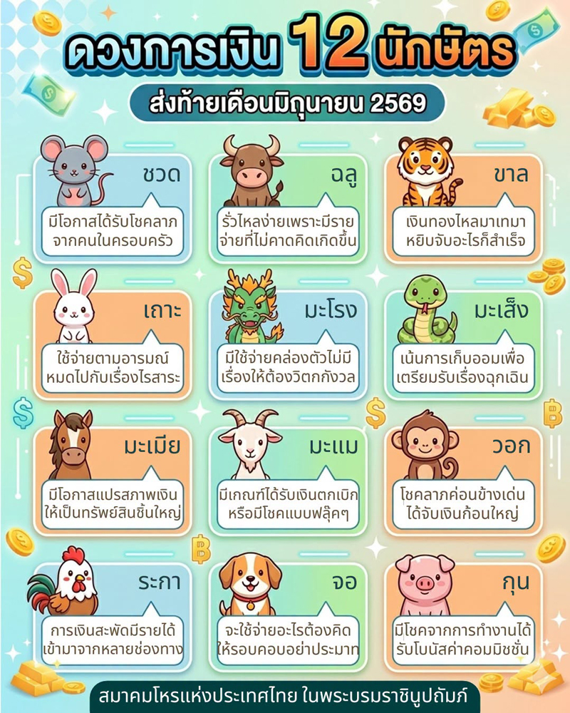 ดวงเดือนมิถุนายน 2569