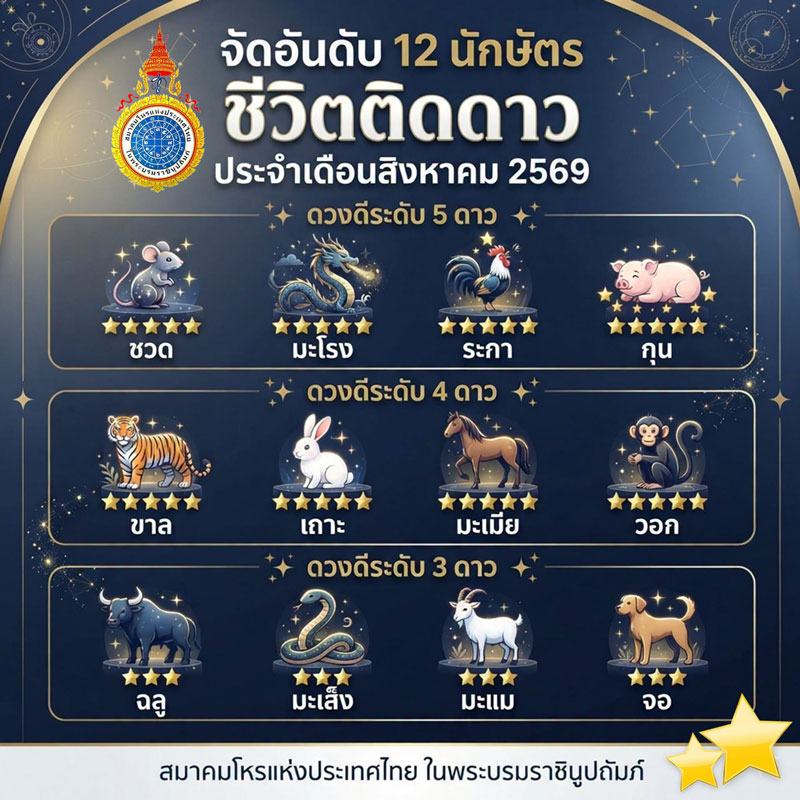 ดูดวงเดือนสิงหาคม 2569