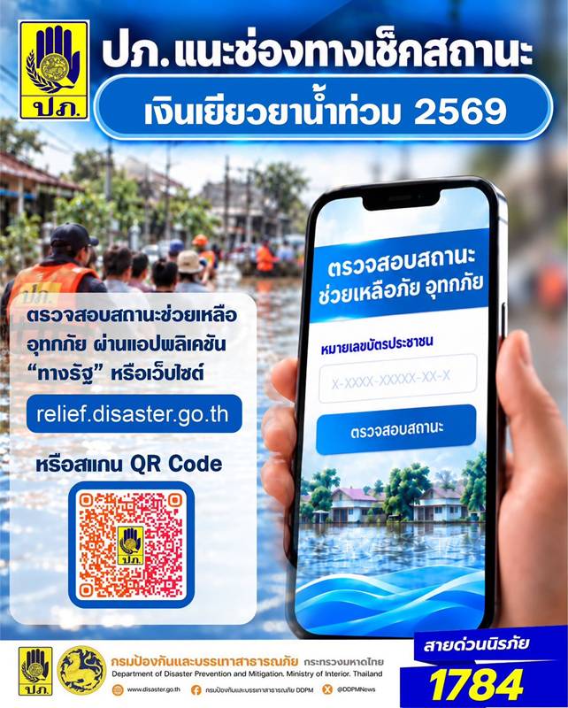 เช็กเงินเยียวยาน้ำท่วม 2569