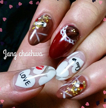 ลายเพ้นท์เล็บวันวาเลนไทน์