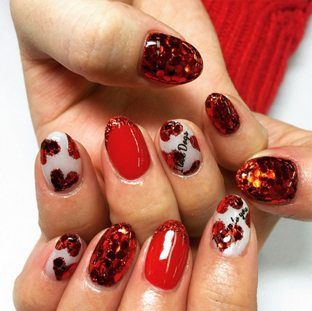 ลายเพ้นท์เล็บวันวาเลนไทน์