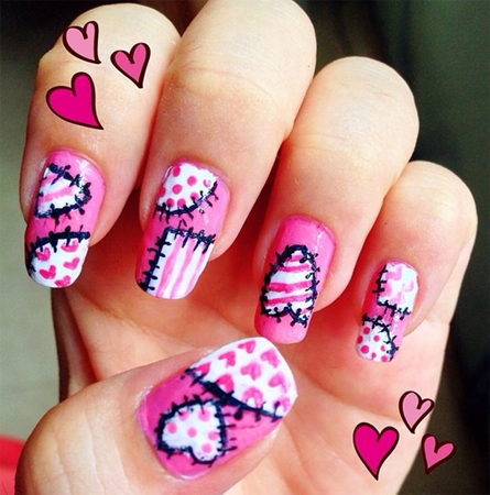 ลายเพ้นท์เล็บวันวาเลนไทน์