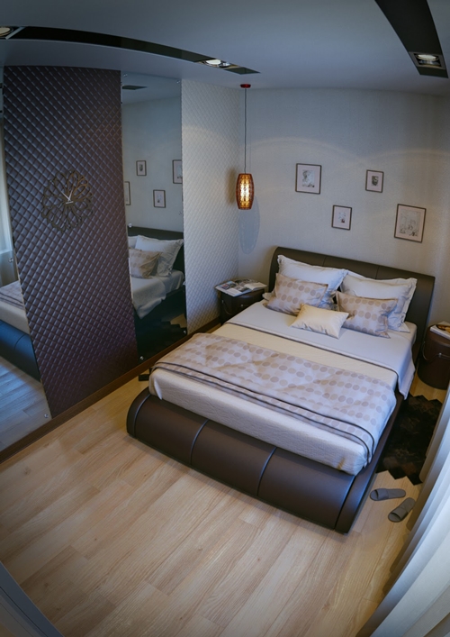 แบบห้องนอนเล็กในคอนโด สวยเรียบโทนสีน้ำตาล