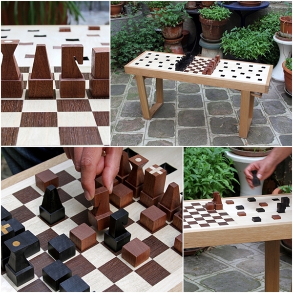 ม้านั่งฝังเซตหมากรุก เล่นสนุกได้ทุกเวลา