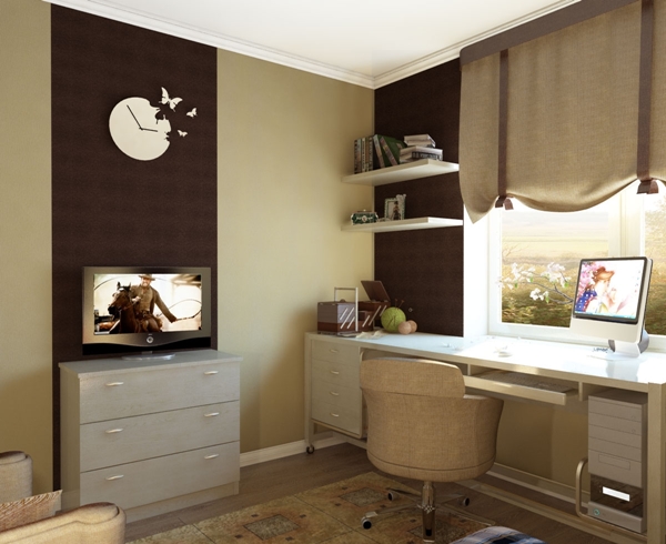 แบบห้องนอนเด็กสีน้ำตาล น่ารัก อบอุ่น