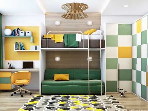 ไอเดียแต่งห้องนอนเด็กสีเหลือง-เขียว เฟี้ยวสุด ๆ