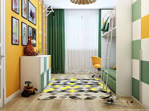 ไอเดียแต่งห้องนอนเด็กสีเหลือง-เขียว เฟี้ยวสุด ๆ
