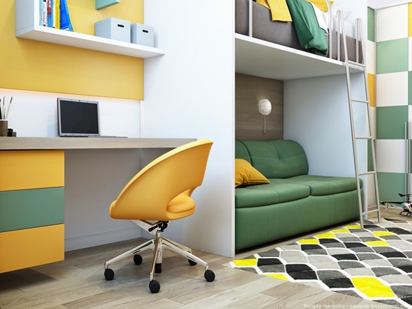 ไอเดียแต่งห้องนอนเด็กสีเหลือง-เขียว เฟี้ยวสุด ๆ