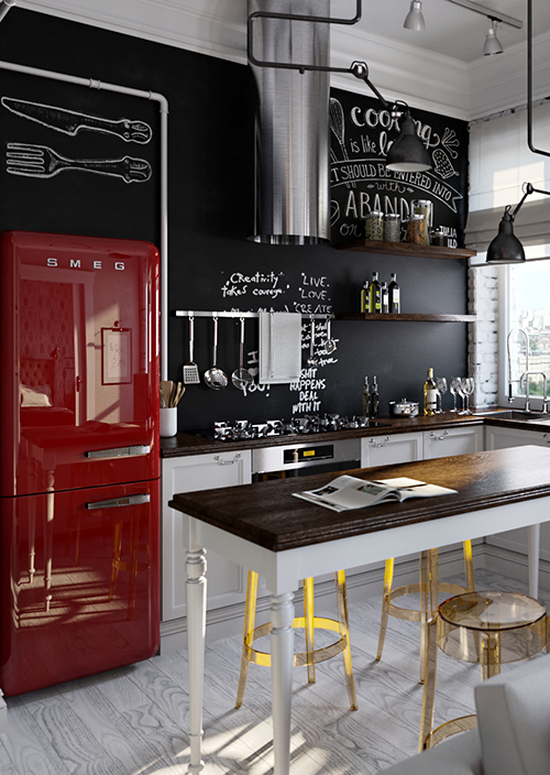 ห้องครัวผนังอิฐสีขาว สวยมีเสน่ห์แบบคาเฟ่เล็ก ๆ