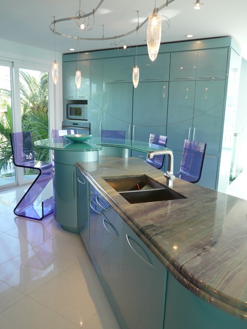 ห้องครัวสีฟ้า แบบห้องครัว สดใส สบายตา