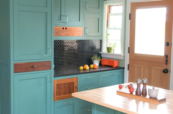 ห้องครัวสีฟ้า แบบห้องครัว สดใส สบายตา