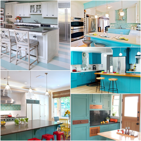 ห้องครัวสีฟ้า แบบห้องครัว สดใส สบายตา