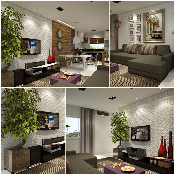 ห้องรับแขกเล็กๆ แบบเปิดโล่ง สไตล์โมเดิร์น