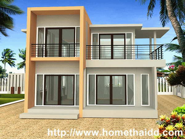 แบบบ้านสองชั้น แบบบ้านโมเดิร์น 3 ห้องนอน 2 ห้องน้ำ