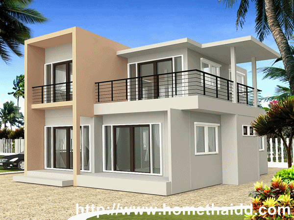 แบบบ้านสองชั้น แบบบ้านโมเดิร์น 3 ห้องนอน 2 ห้องน้ำ