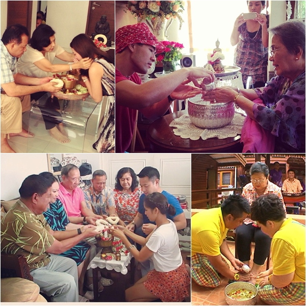 เก็บมาฝาก! ภาพประทับใจ เหล่าดารารดน้ำดำหัวผู้ใหญ่วันสงกรานต์