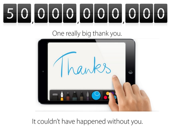 แอปเปิลเผยยอดดาวน์โหลดแอพพลิเคชั่นบน App Store ทะลุ 50,000 ล้านครั้งแล้ว พร้อมฉลองด้วยการมอบรางวัลมูลค่า $10,000