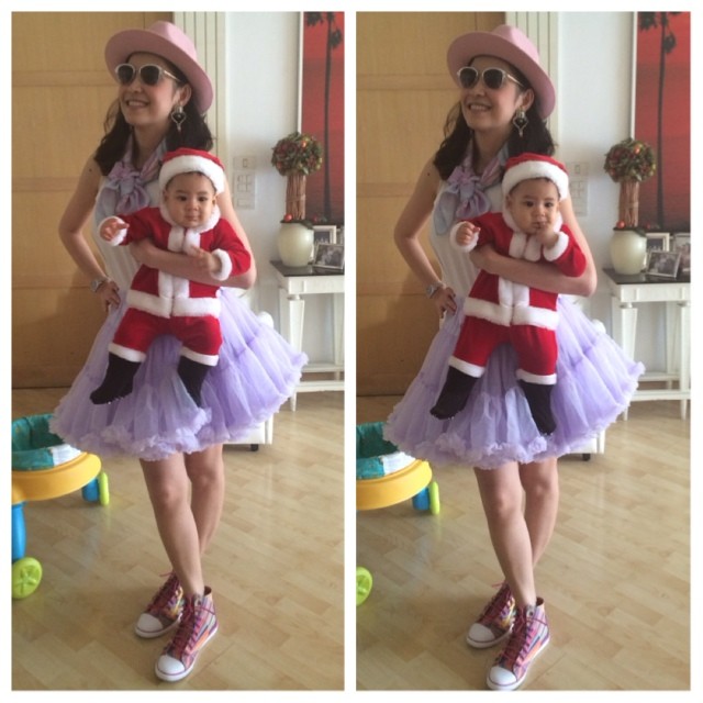 แก๊งคุณแม่ปาร์ตี้ เอ๋ เป้ย บี นิหน่า จับลูกน้อยสวมชุดซานต้า