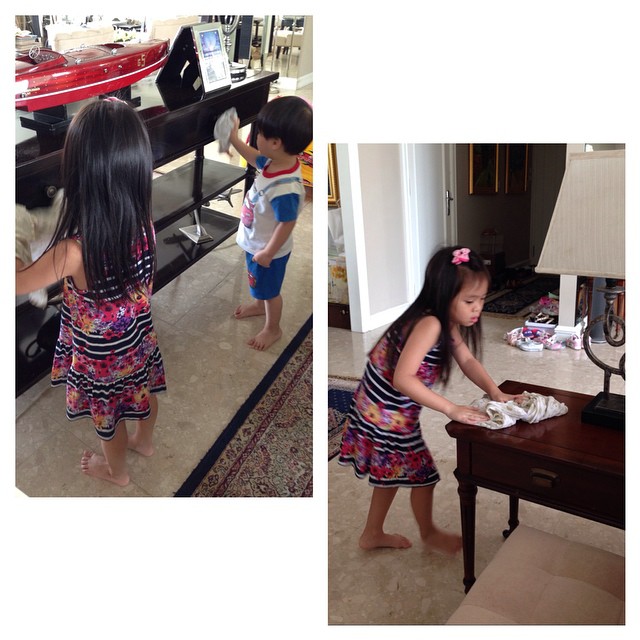 แบม จณิสตา โพสต์ภาพลูก ๆ กำลังช่วยทำงานบ้าน