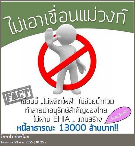 คัดค้านการสร้างเขื่อนแม่วงก์