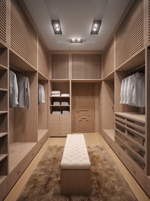  แบบ Walk in Closet ลายไม้ ห้องแต่งตัวสวยคลาสสิก