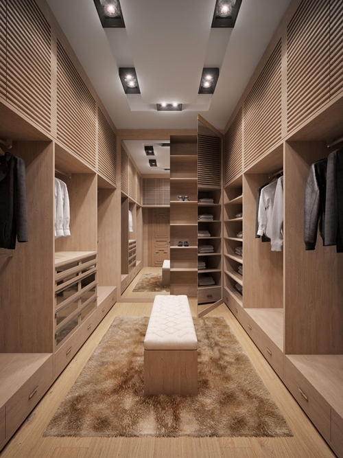 แบบ Walk in Closet ลายไม้ ห้องแต่งตัวสวยคลาสสิก
